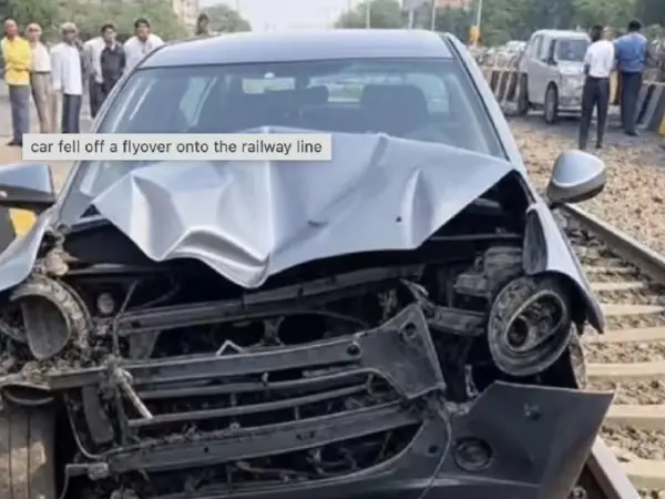 Severe Accident In Bawana, Delhi: Car Crashes Off Flyover, Disrupts Railway Services For Over An Hour